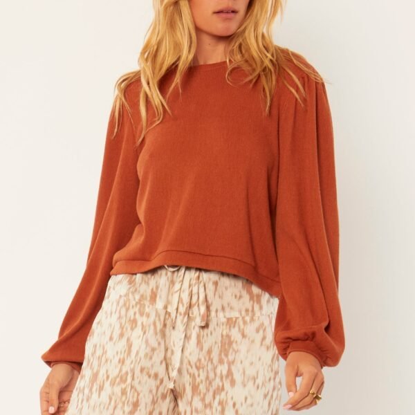Amuse society LOVE HIGH LONG SLEEVE KNIT FLEECE TOP