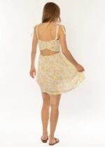 Sisstrevolution Monte Vista Woven Tank Dress in Sea Salt with floral print, back view.