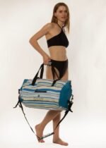 Sisstrevolution Crest Wet/Dry Duffle in Sea Breeze, stylish striped design.