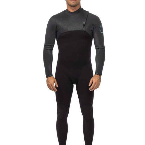 Front view of Vissla High Seas II 4-3 No Zip full suit in charcoal.