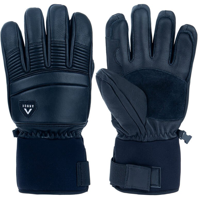 Annox Infinity Leather Ski Gloves with durable design and wrist strap.