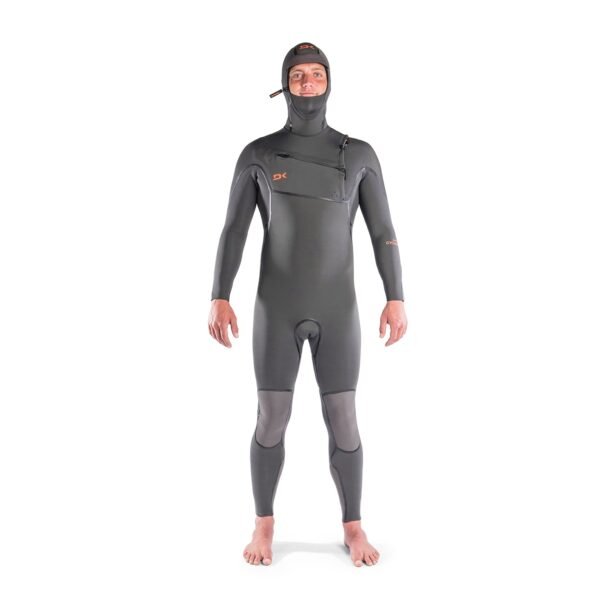 Dakine Mens Cyclone Chest Zip Hooded 4/3mm Full Wetsuit (Graphite / Orange)