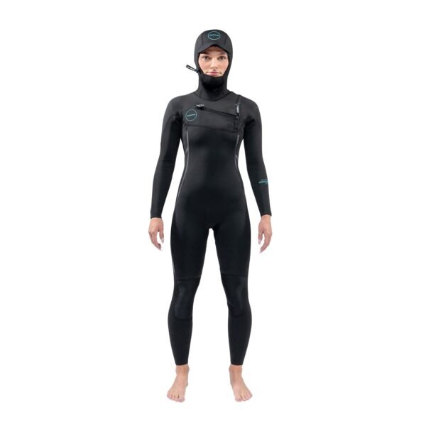 Dakine Womens Mission Chest Zip Hooded 5/4/3mm Full Wetsuit (Black)