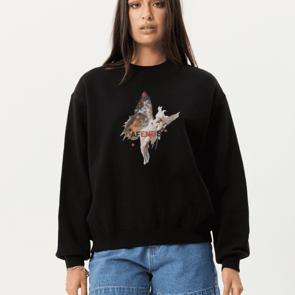 AFENDS Pixie Recyled Crew Neck Jumper - Black